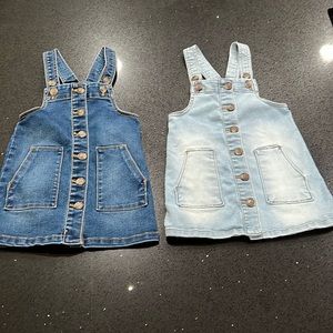 Bundle of Two Wonder Nation Denim Overall Dresses